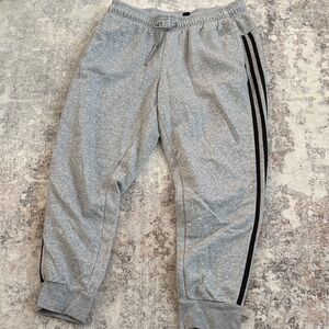 adidas Gray Track Pants with Black Stripes